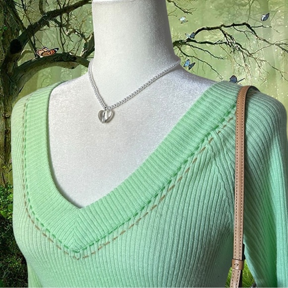Y2k Wet Seal Lime Green Pullover Sweater Top Size L - Picture 3 of 9